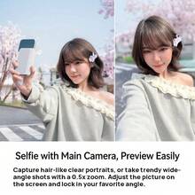 This Phone Features A Rear-Mounted Selfie Display Screen With Touchscreen Projection, Making It Ultra-Thin And Portable. It's Plug-And-Play, Compatible With Both Apple And Android Devices, And A Must-Have For Selfies. - White - View 3