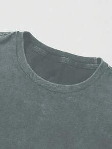 Men's Vintage Distressed Snow Flake Print T-Shirt, Spring/Summer - Grey - View 3