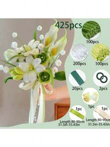 绿色毛根手工套装 - 毛根制作套装，包含深绿、橄榄绿、苔藓绿和薄荷绿，适用于手工制作、项目和清洁用途，带有粗糙毛边和配件 | Lima Pipas 花卉和工艺品、课堂项目、节日装饰 - 綠色 - 查看 15