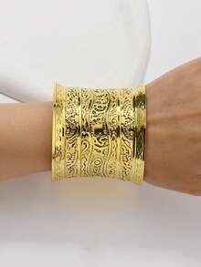 1pc Punk Style Adjustable Bangle Bracelet, Middle Eastern Floral Pattern Accessory For Women - Butterfly - View 4