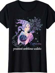 Capricorn Zodiac T-Shirt - Black - View 7