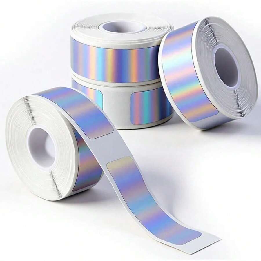 160pcs Holographic Laser Thermal Label Tape Shiny Self-Adhesive Roll Printable Sticker Paper Durable Silver Name Party Gift Tag