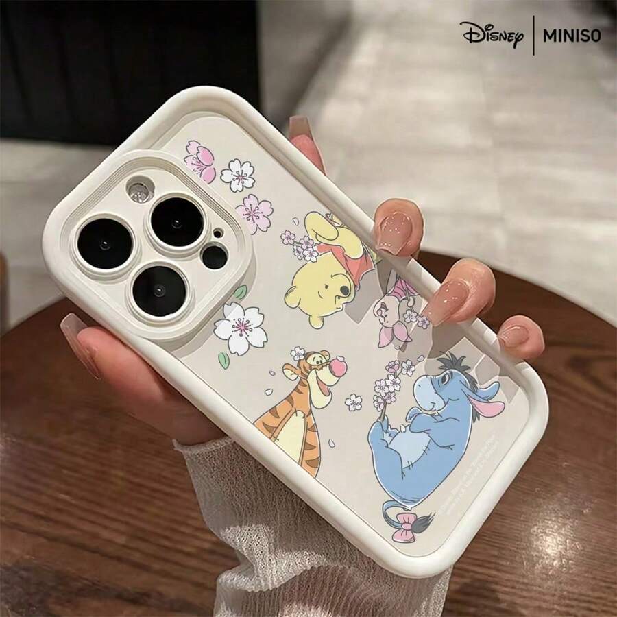 حافظة هاتف زهور الكرز ديزني وينني الدب المتحمل متوافقة مع iPhone 17/17 برو/17 برو ماكس/17 إير/16/15/14/13/12/11/X، حافظة هاتف iPhone 17 برو ماكس، حافظة هاتف iPhone 17 برو، حافظة هاتف iPhone 17، هدية عيد الميلاد للصديقة - أبيض - مشاهدة 1
