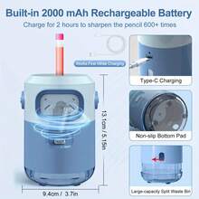 2026 New Portable Automatic Pencil Sharpener-Simple Design, Suitable For 6-8 Mm Pencils, Easy Operation Of Automatic Pen Feeding Mechanism, Battery Life, Perfect Gift For Birthdays, Halloween And Christmas. - Blue - View 3