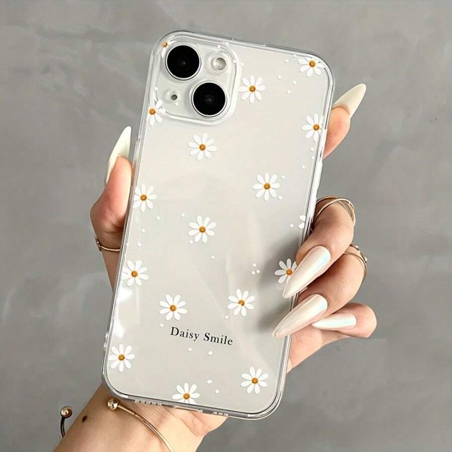 1pc Minimalist Fresh Daisy Flower Transparent Soft Phone Case - Clear - View 1