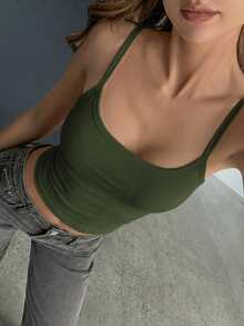 Vaiaye 女士时尚内衣风上衣，春夏条纹印花圆领修身休闲度假性感吊带背心，适合海滩度假和日常休闲穿着。 - 軍綠色 - 查看 9