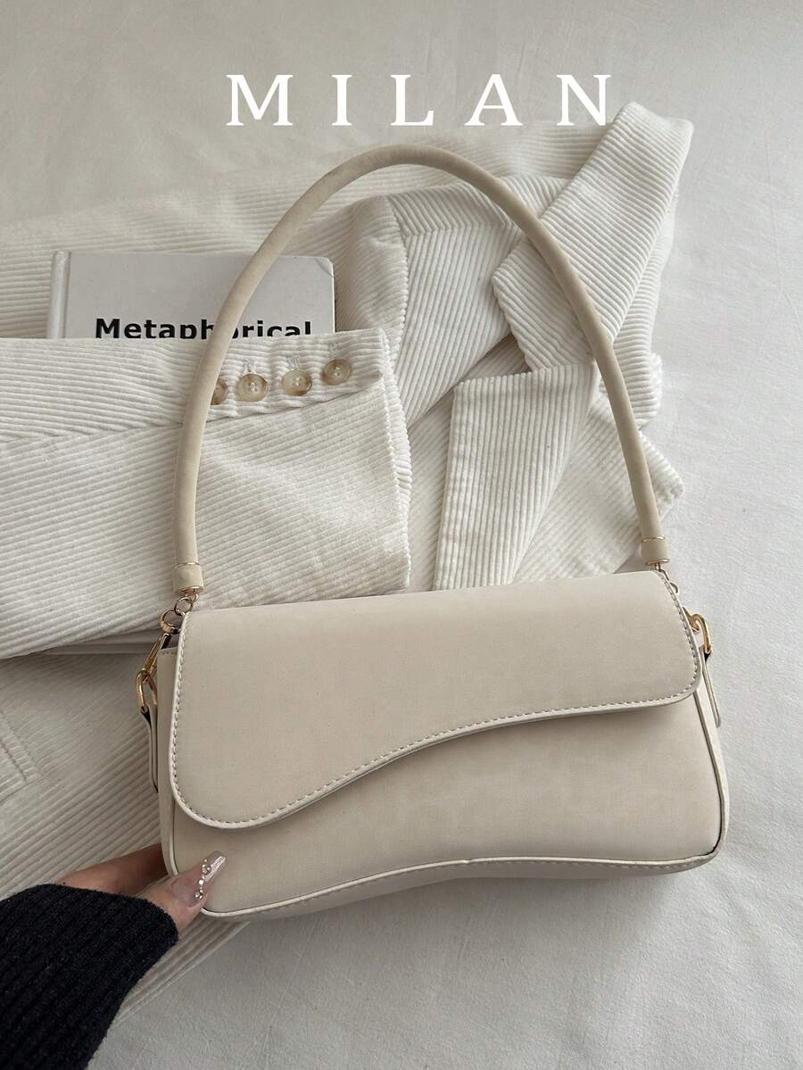 Fashionable Leopard Print Asymmetrical Flap Vintage Minimalist Elegant Shoulder Bag - Beige - View 1