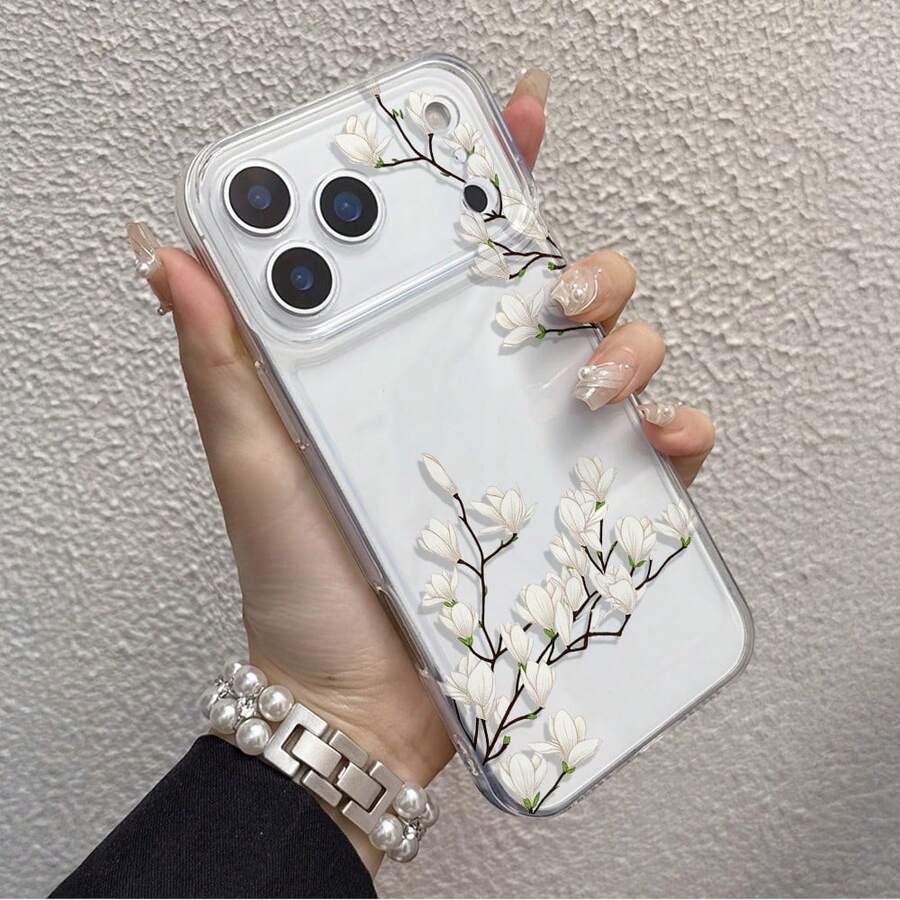1 ốp lưng TPU mềm trong suốt chống sốc với họa tiết hoa mộc lan được sơn UV, phù hợp với 7/8/7PLUS/8PLUS/X/XS/XR/XSMAX/11/11PRO/11PROMAX/12/12PRO/12PROMAX/12MINI/13/13PRO/13PROMAX/13MINI/14/14PRO/14PROMAX/14PLUS/15/15PRO/15PROMAX/15PLUS/16/16pro/16promax/16PLUS/17/17pro/17promax/AIR - Nhiều màu - Xem 1