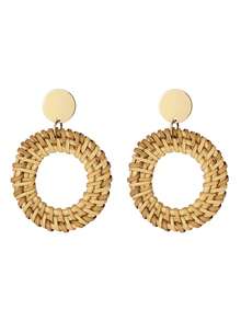 1/4 pares de pendientes de ratán para mujer, accesorios esenciales de playa, pendientes colgantes con borlas de estilo bohemio - Multicolor - Ver 7