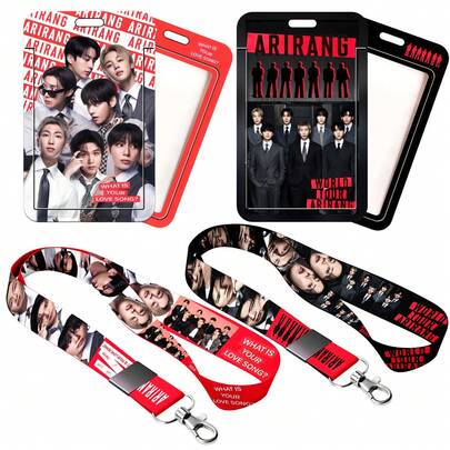 BT/S AIRRANG Lanyard With Card Clip, Essential For K-Pop Concert, Suitable For RM, Jin, J-Hope, Jimin, V, Fans ID Card, Bus Card, Student ID, Offline Fan Gift Exchange
