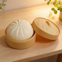 1个逼真蒸包玩具，创意仿真食物减压挤压球带蒸笼套装，成人减压挤压玩具 - 彩色 - 查看 3
