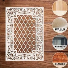 21.0 X 29.7 Cm Reusable Vintage Floral Plaid Template, For Painting, Scrapbooking, Home Decor, Furniture Stencil - A - View 2