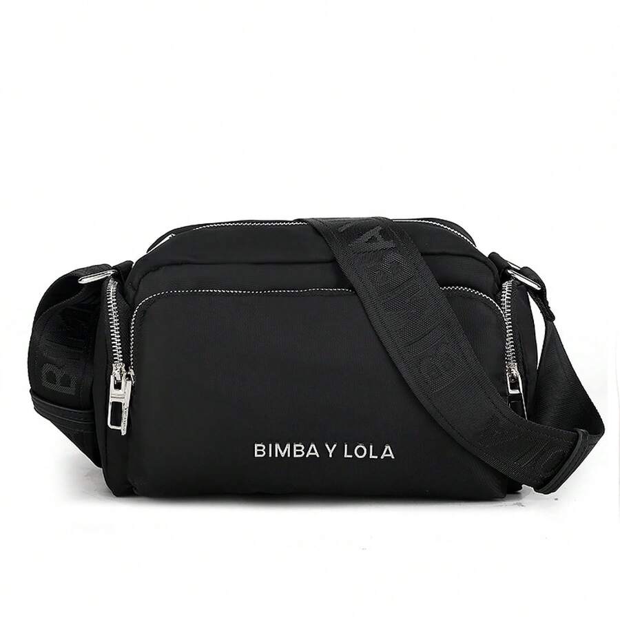 Bim Women's Shoulder Bag: Spanish Style, Light Luxury Crossbody Casual Camera Bag (Square) - Pure Black (silver Logo) - View 1
