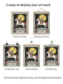 1 pezzo cartellone su tela da parete magico, senza cornice, con stampa di scheletro divertente, tarocchi mistici, unicorno arcobaleno, strega, decorazione per soggiorno, camera da letto, camera del dormitorio - Tarocchi - Visualizzare 8