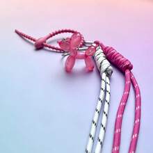 1个闪光气球狗心形挂绳，渐变粉白编织钥匙扣，少女背包挂饰 - A - 查看 10