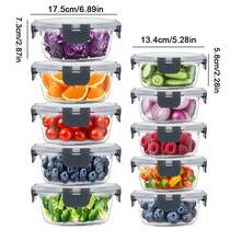 10 Pack Meal Prep Glass Food Storage Containers With Airtight Lids, Round Borosilicate Glass Containers Set (2 Sizes: 950ml & 400ml), Leak-Proof Kitchen Organizer For Lunch, Microwave & Freezer Food Containers For Home & Kitchen - View 11