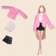 1 Set Fashion Outfit Suitable For 30cm Doll BJD, Fashionable Street Style Jacket & Leather Skirt Set, Sexy Girl Style Changeable Accessories, Birthday/Christmas/New Year Gift (Clothes Only, No Doll, No Shoes) - Multicolor - View 7