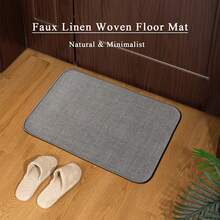 1 pieza Alfombra de lino marrón, alfombra de lino de unicolor minimalista moderna, felpudo versátil para múltiples escenarios | Minimalista, fácil de limpiar y mantener. Simple y elegante | Fácil de limpiar, mejora el ambiente de la entrada. - Marrón - Ver 6