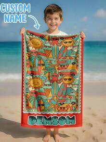 A Personalized Children's Beach Towel, A Perfect Summer Birthday Gift, Suitable For All Kinds Of Summer Occasions. Customize Beach Towels And Accessories For The Beach, Pool, Travel, Camping, Yoga, And More. - Multicolor - View 1