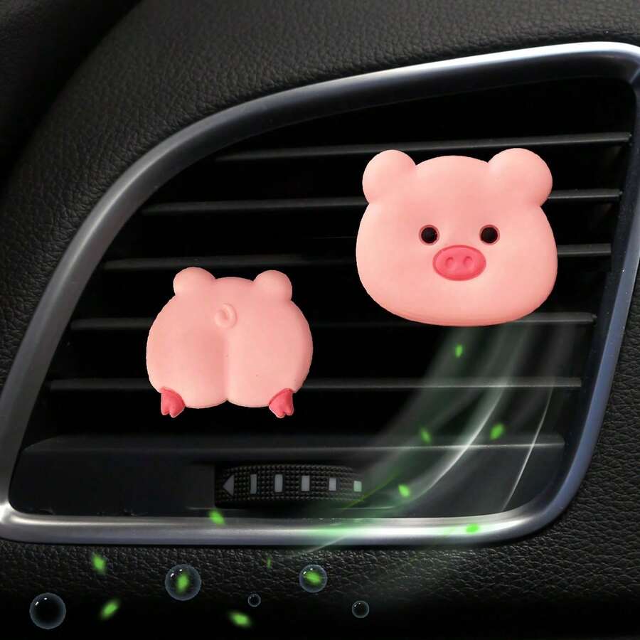 1/2 Cute Pig Head/Pig Butt Car Air Vent Decor, Car Fragrance Decor, Suitable For Male And Female Vehicles - Multicolor - View 1