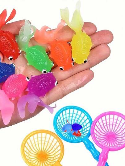 30件套互动猫玩具 - TPR钓鱼套装，漂浮仿真鱼，耐用宠物游戏玩具，颜色随机，带来无穷乐趣和运动（颜色随机）