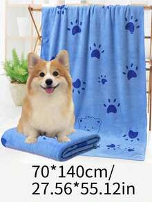 1pc/2pcs Soft & Absorbent Microfiber Pet Towel, Cute Paw Print, Bone, Bear, Rabbit Design, 50cm*100cm, Quick Drying, Cartoon Print Pet Bathing Towel, Ideal For Drying Cats, Dogs, Pet Grooming - 1 chiếc bàn chân màu tím, kích thước 70*140cm - Xem 3