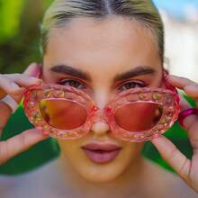 Fashionable Women's Cat-Eye Large-Frame  Glasses, Suitable For Casual Gatherings, Add A Relaxed And Casual Touch, Making You The Center Of Attention. - 綠色的 - 查看 6