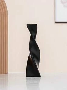 黑色扭曲树脂花瓶，雕塑风格，现代家居装饰，适用于客厅、门厅和电视柜 - 黑色幾何扭曲 - 查看 8
