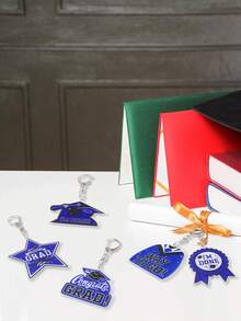 6件套2026毕业主题亚克力钥匙扣套装，蓝色“恭喜毕业”钥匙扣，适合作为毕业派对礼物、毕业礼品挂饰、2026毕业帽吊坠钥匙扣、毕业舞会装饰、毕业庆典装饰、背包吊坠、钥匙扣礼品、钱包、书包、背包、手提包、汽车配件、节日派对用品、礼品袋填充物。 - 畢業季藍色 - 查看 10