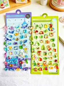 Hình dán 3D Kawaii dễ thương, thiết kế đồ ăn, trái cây, động vật biển, kỳ lân, hình dán gel trong suốt sáng bóng dùng cho sổ lưu niệm, nhật ký, trang trí ốp điện thoại. - Nhiều màu - Xem 6
