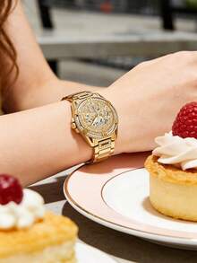 Guess 40毫米不锈钢水晶皇后系列石英女表，时尚礼品，GW0464L2 - 金色 - 查看 3