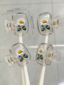 1Pc Daisy Pattern Toothbrush Head Covers, Portable Clear Plastic Toothbrush Protectors, Dustproof Toothbrush Caps For Travel, Home & Bathroom Use - Multicolor - View 3