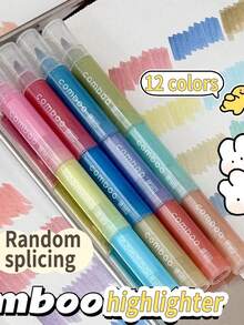 Stackable Soft-Tip Fluorescent Pens, Portable Colorful Highlighter Pens For Journaling, Students, Marking Highlights, Stress Relief, Fun Writing, Back To School - Splicing Highlighter - View 2