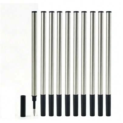 10Pcs Portable Plastic Thin Rod Gel Pen Refills Black/Blue Ink 0.7mm Fine Point Smooth Writing School Office Daily Use Stationery