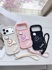 狗狗图案可爱动物猫狗马马卡龙设计DIY硅胶手机壳，带挂绳，兼容三星Galaxy S25、S24、S24+、S24 Ultra、S24 FE、S20、S21、S22、S23以及11/11 Pro/11 Pro Max、12/12 Pro/12 Pro Max、13/13 Pro/13 Pro Max、14/14 Pro/14 Pro Max、15/15 Pro/15 Pro Max、16/16 Pro/16 Pro Max、16E、G04/G05/G13/G14/G15/G22/G24/G32/G60/G85 - 粉色 - 查看 6