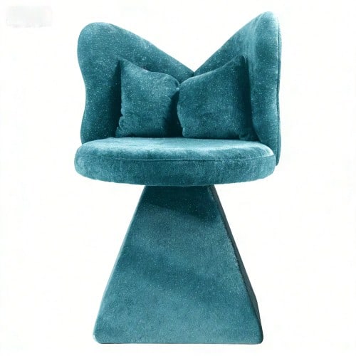 Vanity Chair With Butterfly Backrest, Swivel Accent Chair, Dining Chairs, Makeup Stool For Bedroom Care Trolley, Suitable For Living Room, Dining Room, Study And Leisure Areas - Blue - View 1