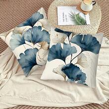2pcs Ginkgo Leaf Abstract Modern Art Throw Pillow Covers - Soft Polyester, No Insert Needed - Great For Sofa, Bed, Car And Living Room Decor - White/Blue - Multicolor - View 2