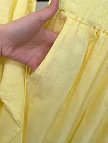 Linen Shirt And Pants Set (2 Pieces), Lined With Elastic. - Yellow - View 4