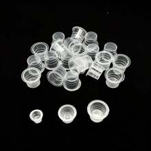 100 piezas S/M/L Vasos desechables para tinta de tatuaje, contenedores de plástico transparente para pigmento, suministros de tatuaje - transparente - Ver 4