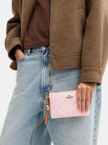 Coach Cartera de embrague con cremallera de 16 pulgadas para mujer, cartera de muñeca pequeña para mujer, cartera de embrague como regalo para mujer - Rosa - Ver 2