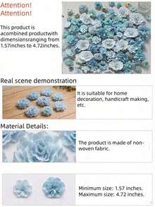 20/50pcs Blue Artificial Flower Material Pack - Artificial Flowers, Fake Flowers, Handmade Headpieces, Wreath Supplies, Wedding Floral Materials. Suitable For Making Wreaths, Holiday And Birthday Party Decorations, Bridal Wrist Corsages, Home And Floral Shop Decor, Garden Decorations, Mother's Day Decorations, Year-Round Use. - Baby Blue - View 7