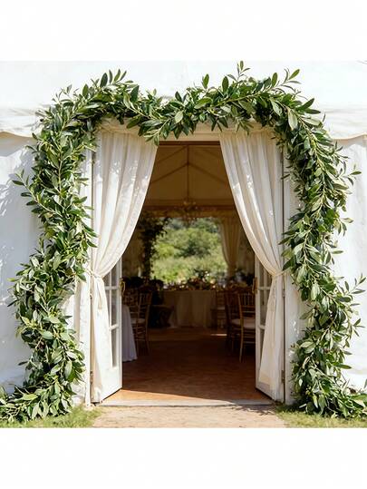 1件装 - 仿真橄榄叶藤蔓 - 绿色仿真花，栩栩如生 - 适用于庭院/花园/泳池/户外/拱门/派对/婚礼/生日/宴会/茶会/晚宴装饰 - 适合春季