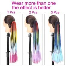 Tóc giả bện kiểu hộp dài 24 inch, nhiều màu sắc, kèm dây chun, kiểu tóc đuôi ngựa xoắn cầu vồng điểm xuyết highlight dành cho bé gái. - Nhiều màu - Xem 8