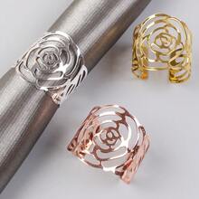 6/10pcs Elegant Metallic Rose Napkin Rings, Suitable For Wedding Decor, Friends Gathering, Romantic Holiday Party, Gift And Beautiful Tabletop Decoration - Multicolor - View 9
