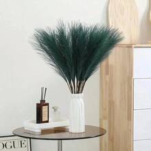 42/40/24/18/12/9/6/3pcs 55cm Elegant Realistic Dark Green Reed Grass, 1pc, Fluffy Artificial Plant, Bohemian Style Vase Decoration, Suitable For Living Space, Wedding, Halloween, Christmas, Easter, Valentine's Day, Mother's Day, Graduation And Autumn Decor - Dark Green - View 5