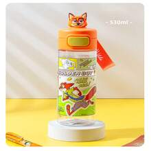 朱迪兔和尼克·王尔德 530毫升儿童水瓶，防漏3D狐狸盖，适合上学和日常使用 - 彩色 - 查看 14