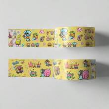 SpongeBob SquarePants 1 Rollo de Cinta Washi con Pegatinas de Dibujos Animados Lindos y Divertidos, Pegatinas de Cinta Washi Redondas de Dibujos Animados Lindos, Pegatinas Adorables, Pegatinas Decorativas de Alta Calidad con Temas - Multicolor - Ver 11