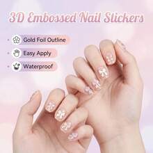 5D Embossed Ribbon Bow Nail Stickers, Sweet Girl Ballet Style Nail Stickers, Self-Adhesive 3D Nail Art Decorations, Multi-Color Ribbon Bow Nail Stickers, 5D Embossed, Sweet Girl, Y2K Nail DIY Supplies - Multicolor - View 2