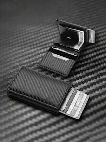 Men's Credit Card Holder, Travel Essential ID Card Case, Pop-Up Card Box Aluminum Card Wallet, Compact Unisex Card Holder & Wallet - Multicolor - View 2