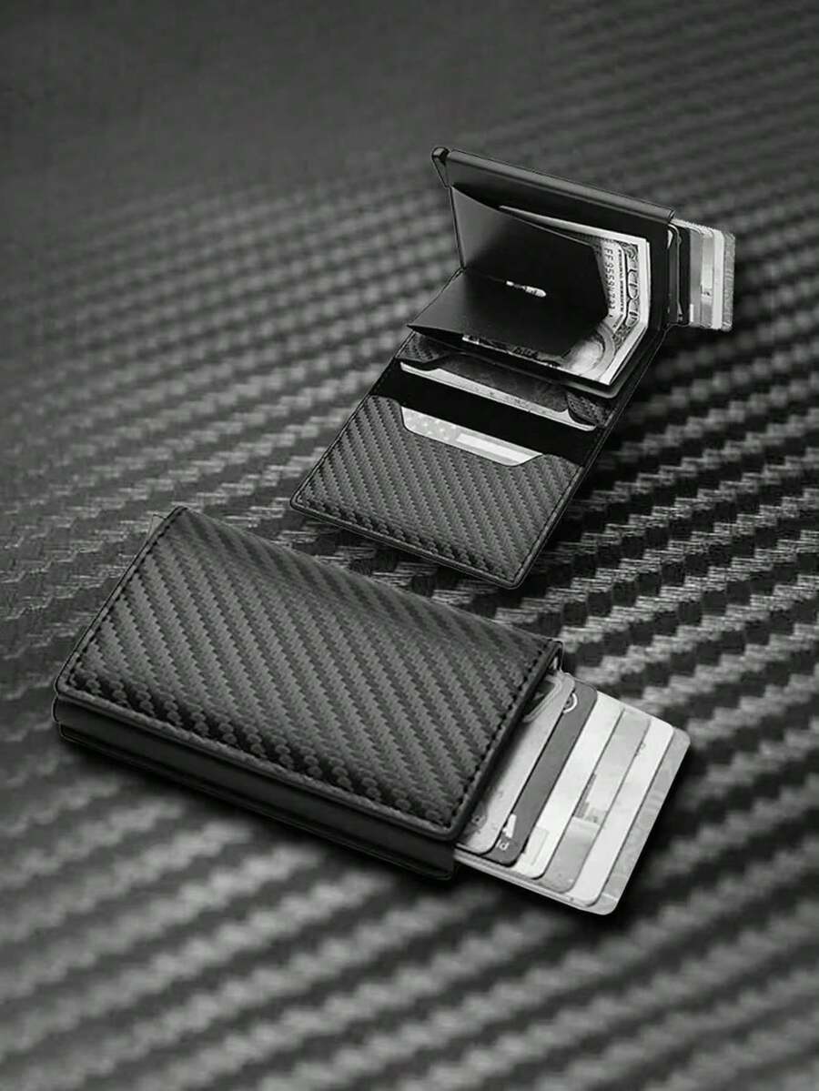 Men's Credit Card Holder, Travel Essential ID Card Case, Pop-Up Card Box Aluminum Card Wallet, Compact Unisex Card Holder & Wallet